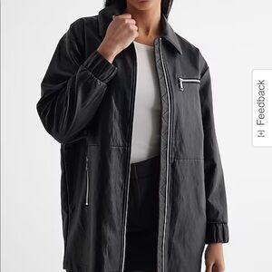 NWT Express Faux Leather Cinched Adjustable Oversized Bomber Jacket